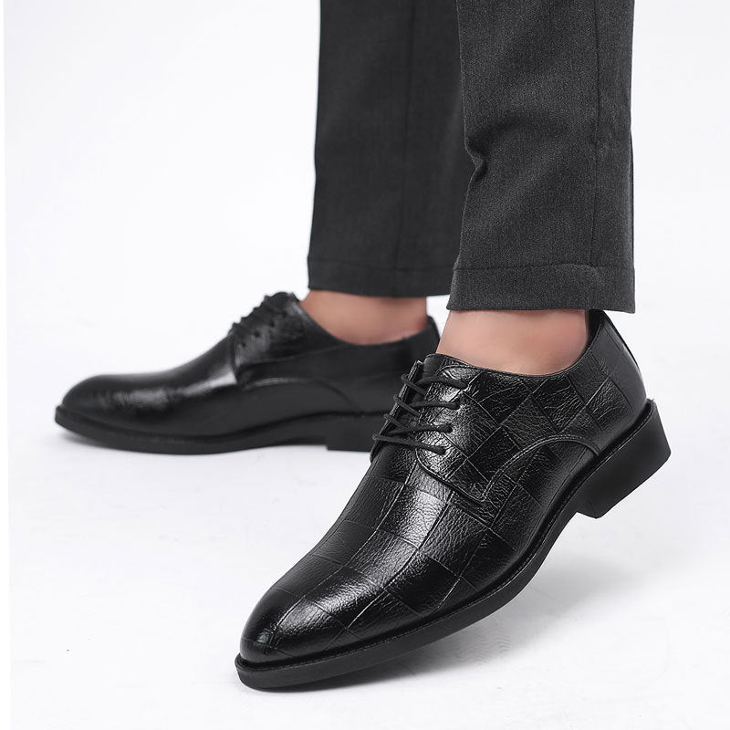 🐂Cuero🐂Zapatos de piel a cuadros con suela oxford para hombre