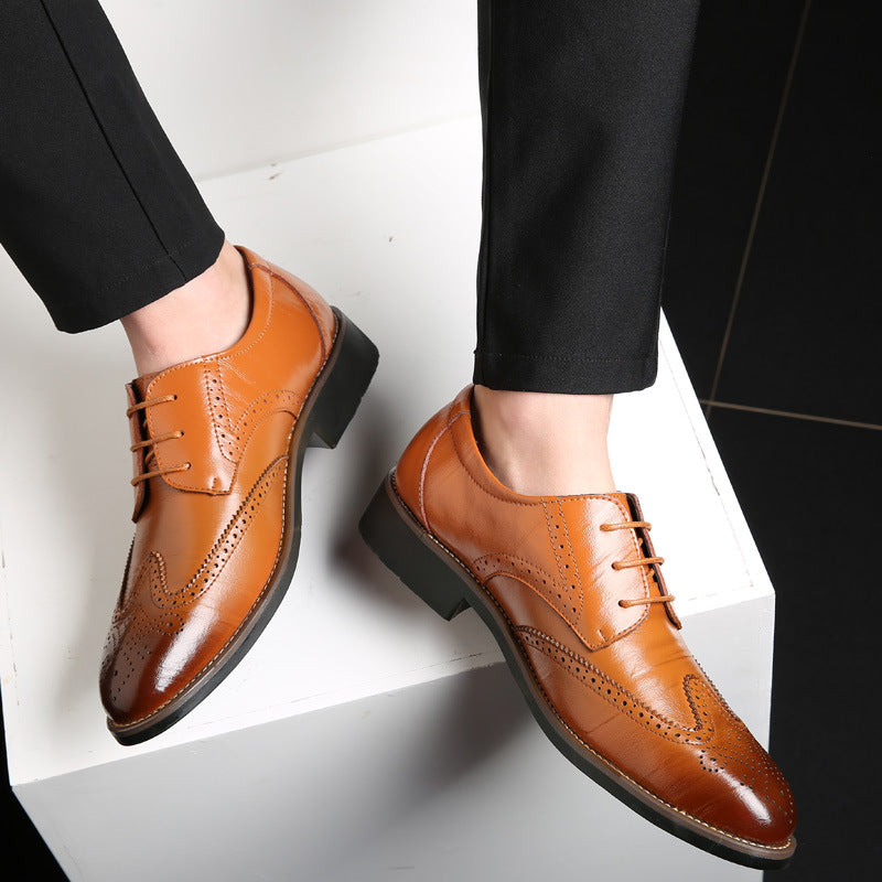 🐂Cuero🐂Zapatos de cuero tallados de Brock para hombres