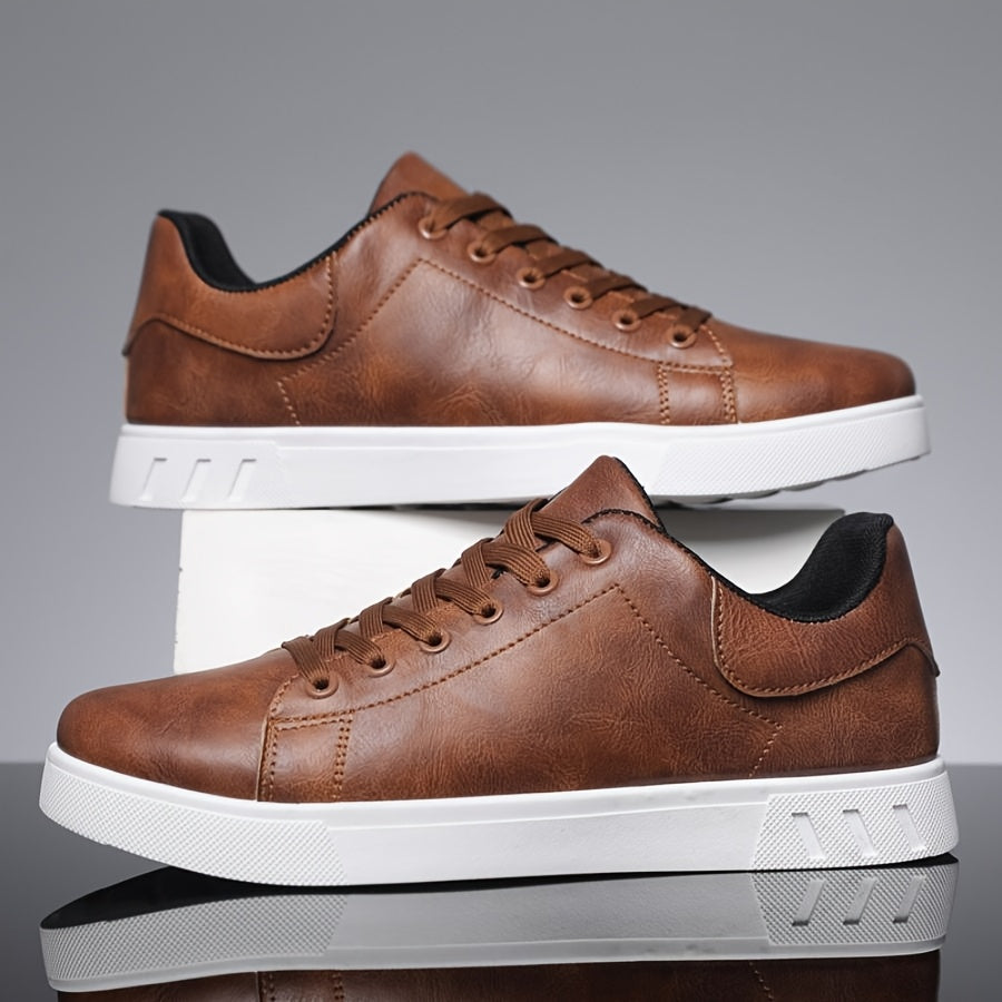 🐂Cuero🐂Zapatillas casuales con cordones de cuero genuino para hombre