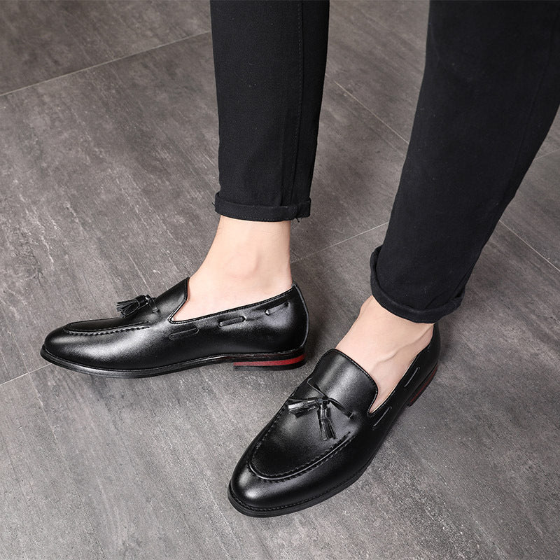 🐂Cuero🐂Zapatos sin cordones con borlas para hombre