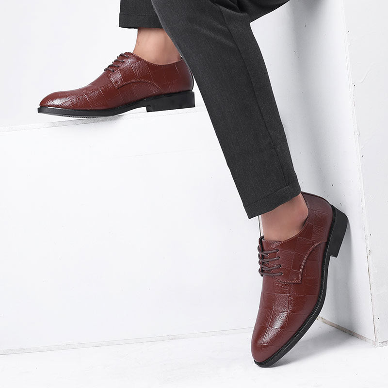 🐂Cuero🐂Zapatos de piel a cuadros con suela oxford para hombre