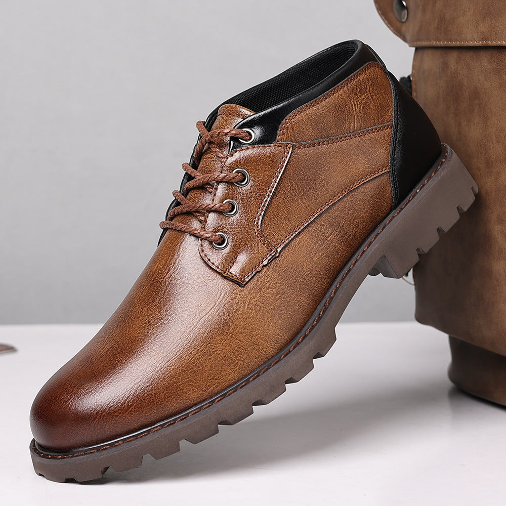 🐂Cuero🐂Botas Martin de cuero genuino de corte medio para hombre