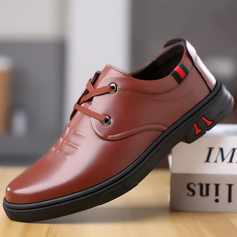 🐂Cuero🐂Zapatos casuales de cuero de caña baja para hombre