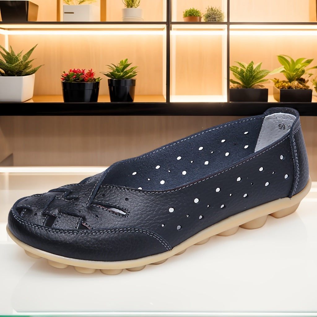 【Protección de los pies】Zapatos casuales transpirables y huecos sin cordones para mujer
