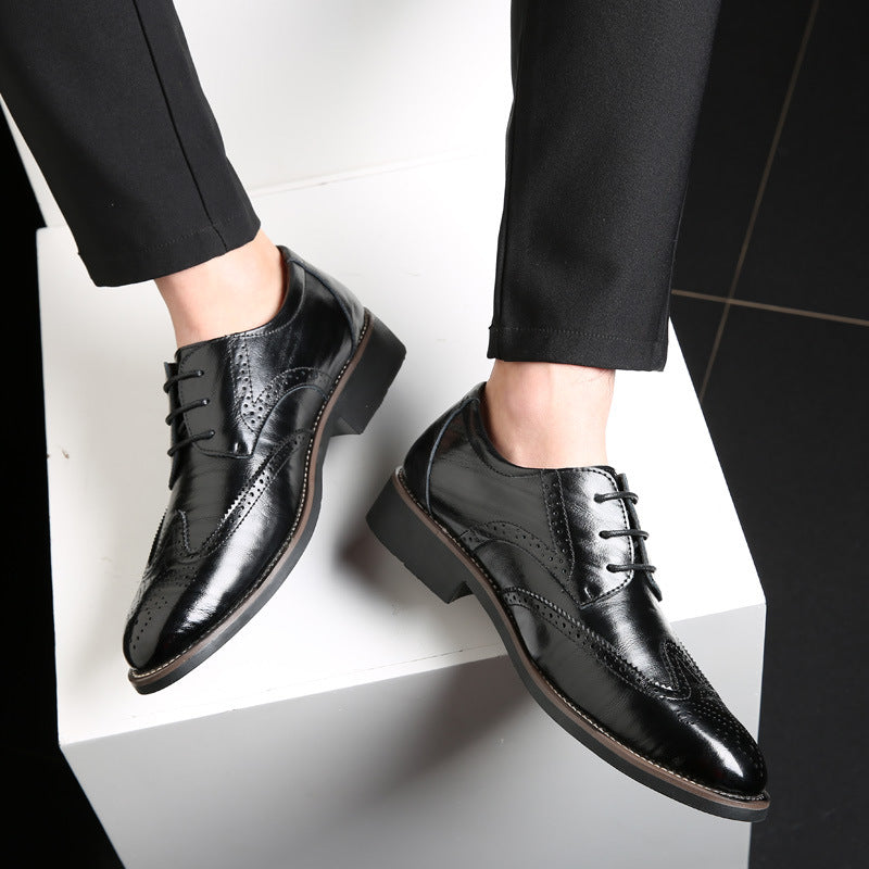 🐂Cuero🐂Zapatos de cuero tallados de Brock para hombres