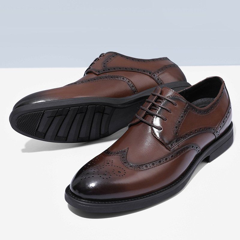 🐂Cuero🐂Zapatos brogue de cuero para hombre