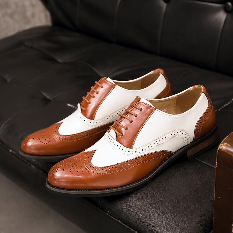 🐂Doble cuero🐂Zapatos brogue con bloques de color para hombre