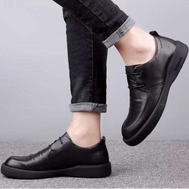 🐂Cuero🐂Zapatos Derby para hombre con lengüeta grande