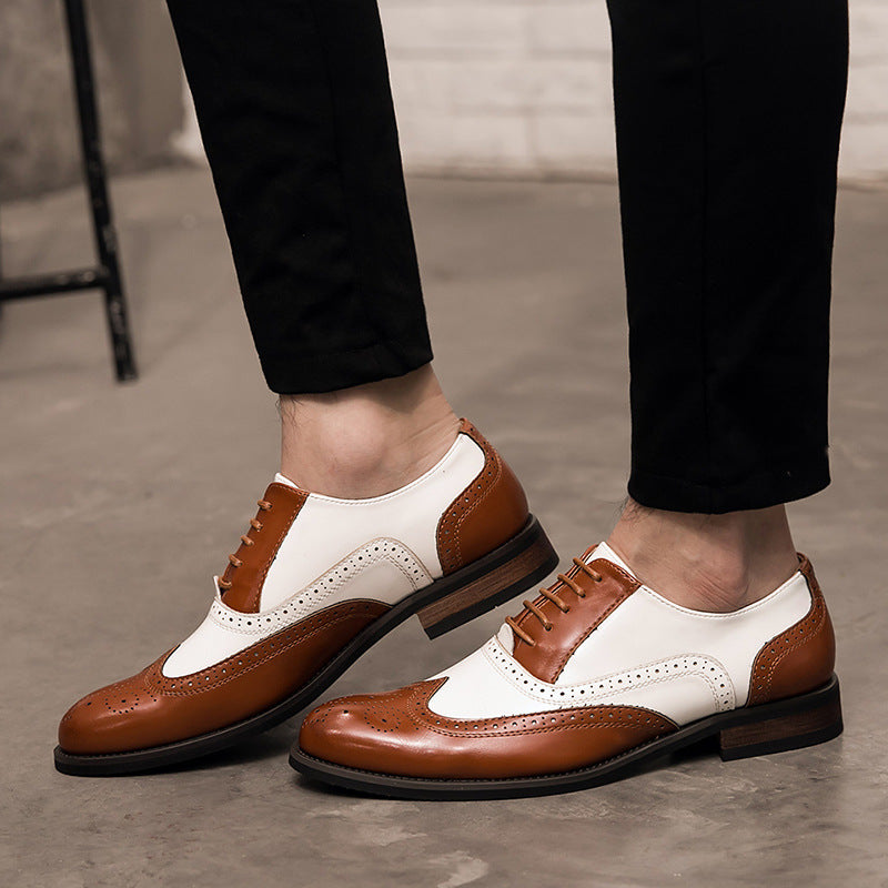 🐂Doble cuero🐂Zapatos brogue con bloques de color para hombre