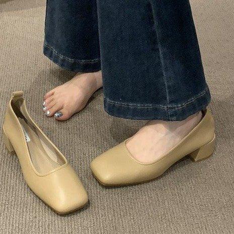 【Ortopedía】Zapatos de piel con punta cuadrada para mujer