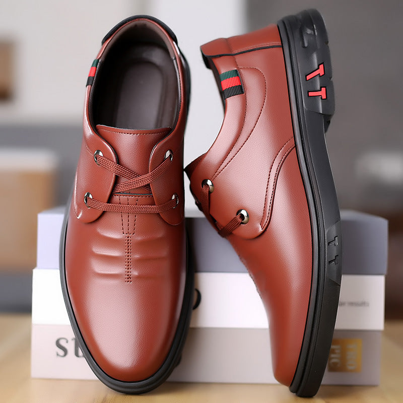 🐂Cuero🐂Zapatos casuales de cuero de caña baja para hombre