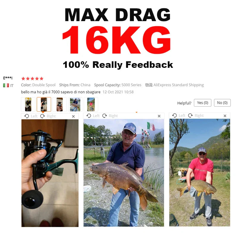 Carrete de pesca totalmente metálico