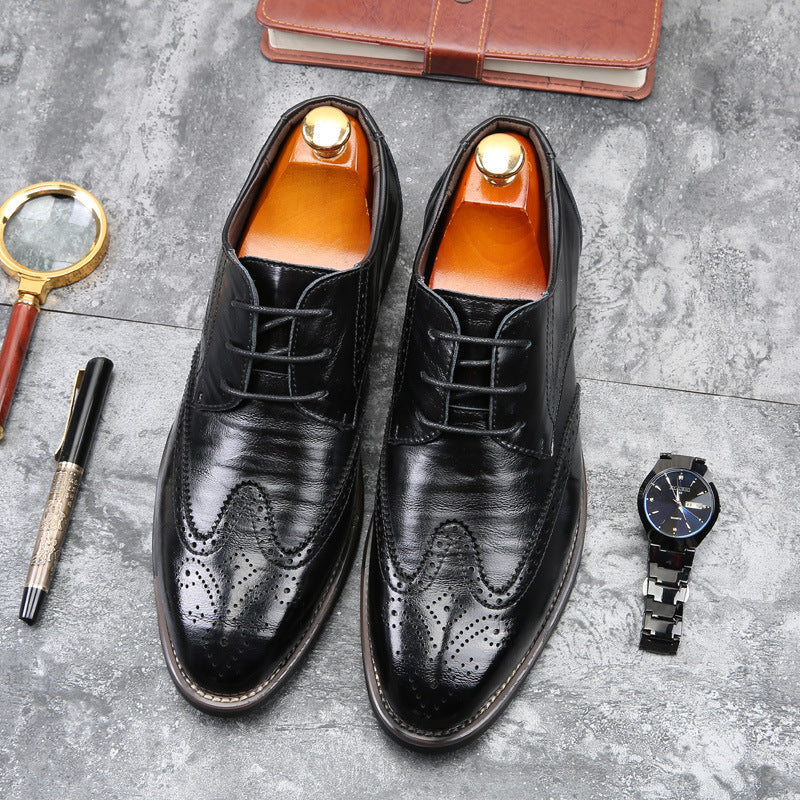 🐂Cuero🐂Zapatos de cuero tallados de Brock para hombres