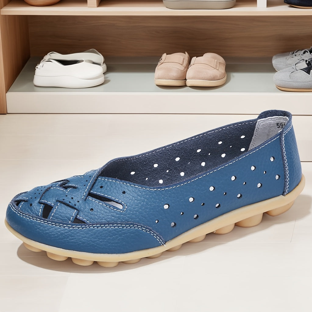 【Protección de los pies】Zapatos casuales transpirables y huecos sin cordones para mujer