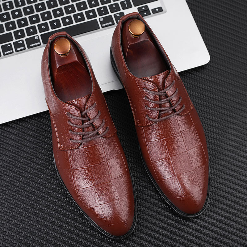 🐂Cuero🐂Zapatos de piel a cuadros con suela oxford para hombre
