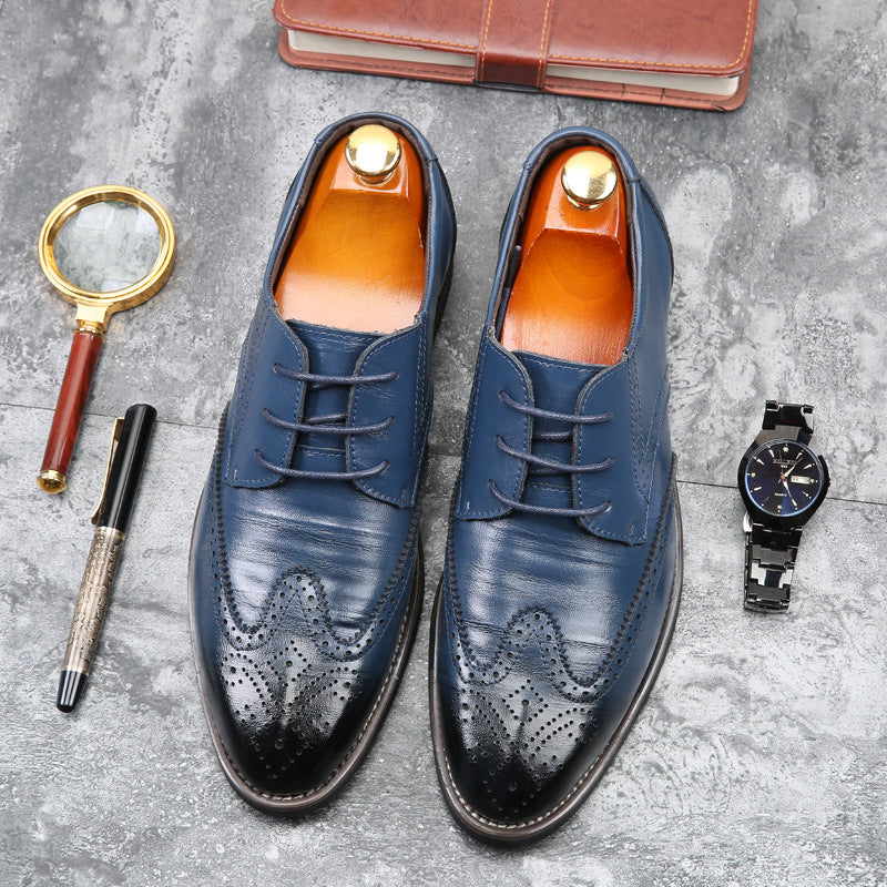 🐂Cuero🐂Zapatos de cuero tallados de Brock para hombres