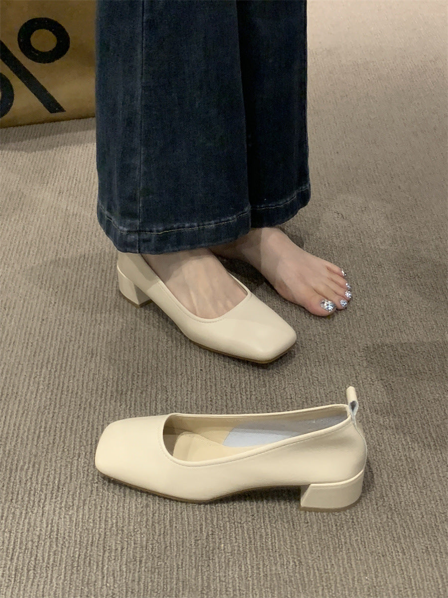 【Ortopedía】Zapatos de piel con punta cuadrada para mujer