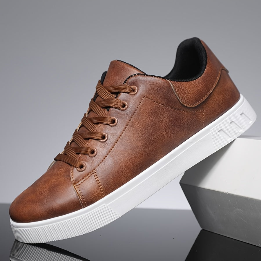 🐂Cuero🐂Zapatillas casuales con cordones de cuero genuino para hombre
