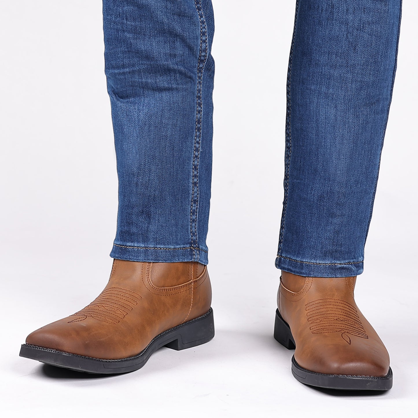 🐂Doble cuero🐂Botas vaqueras vintage bordadas con punta ancha