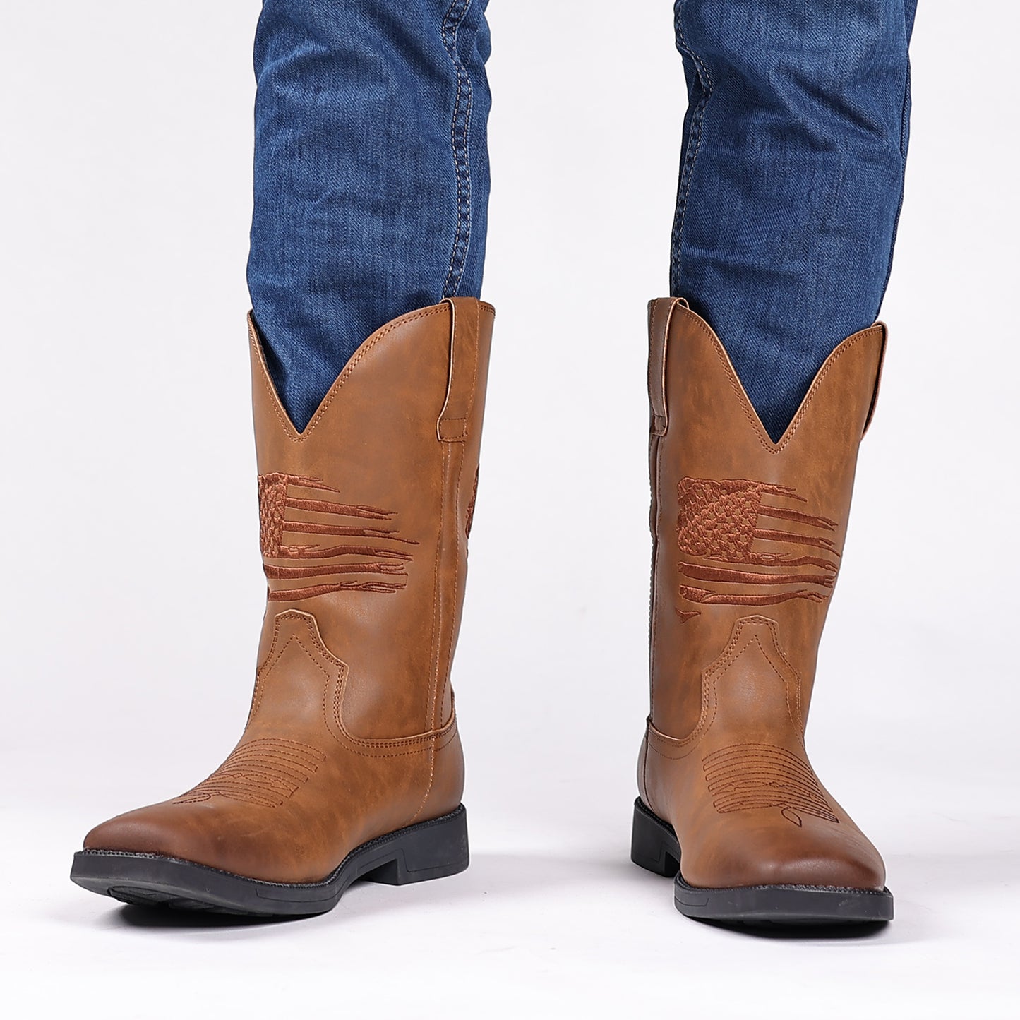 🐂Doble cuero🐂Botas vaqueras vintage bordadas con punta ancha
