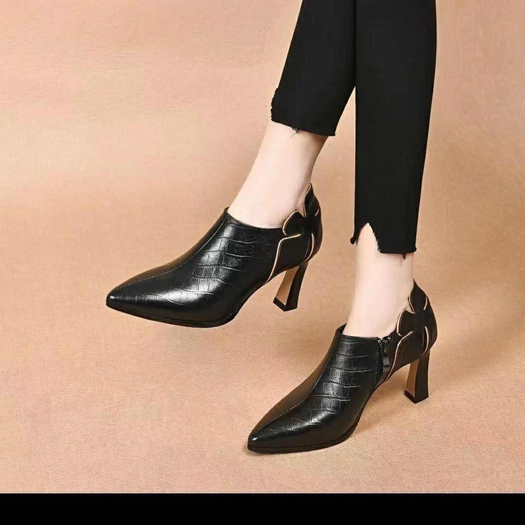 Zapatos de piel de tacón alto 2025