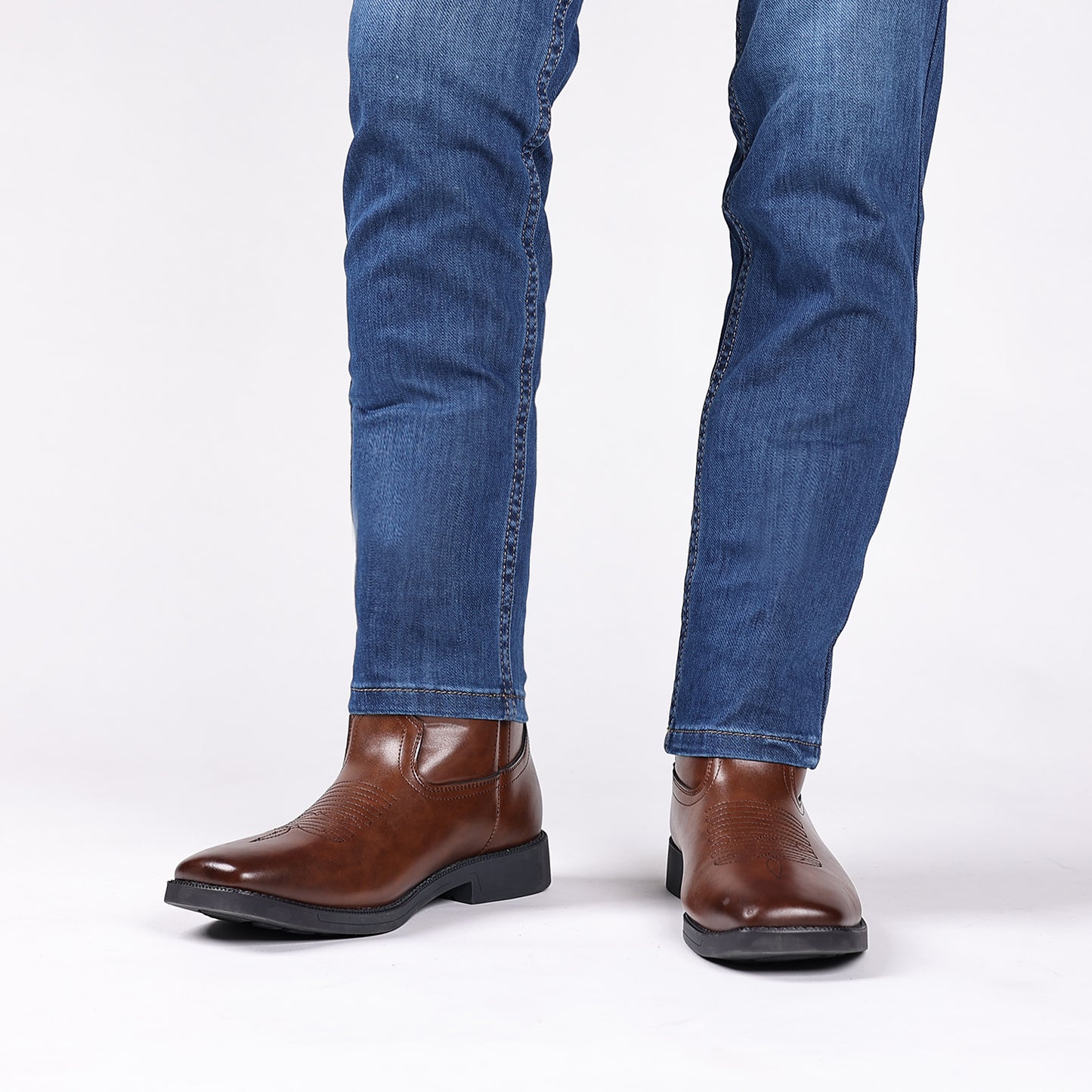 🐂Doble cuero🐂Botas vaqueras vintage bordadas con punta ancha