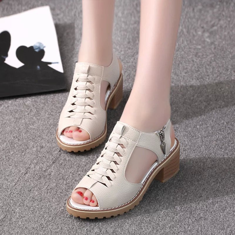 💖【100% cuero genuino】Sandalias clásicas con plataforma para mujer
