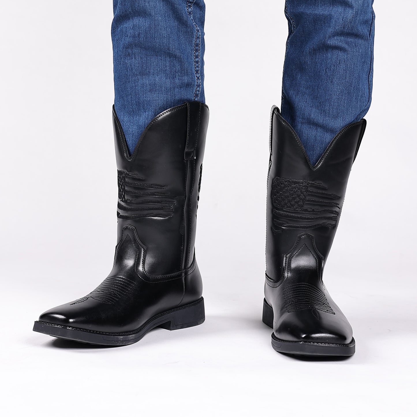 🐂Doble cuero🐂Botas vaqueras vintage bordadas con punta ancha