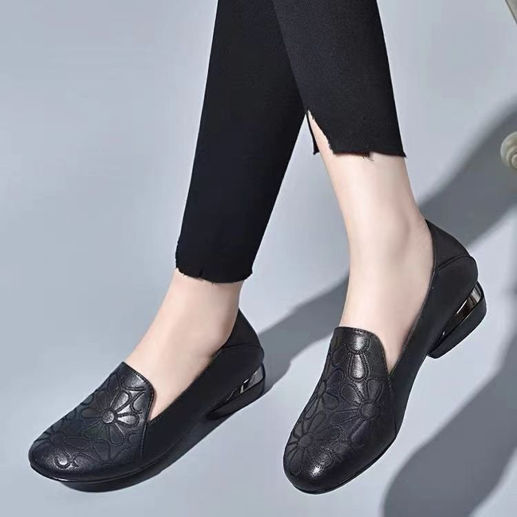 🚚Envío gratis🚚Zapatos de piel con tacón bajo bordados