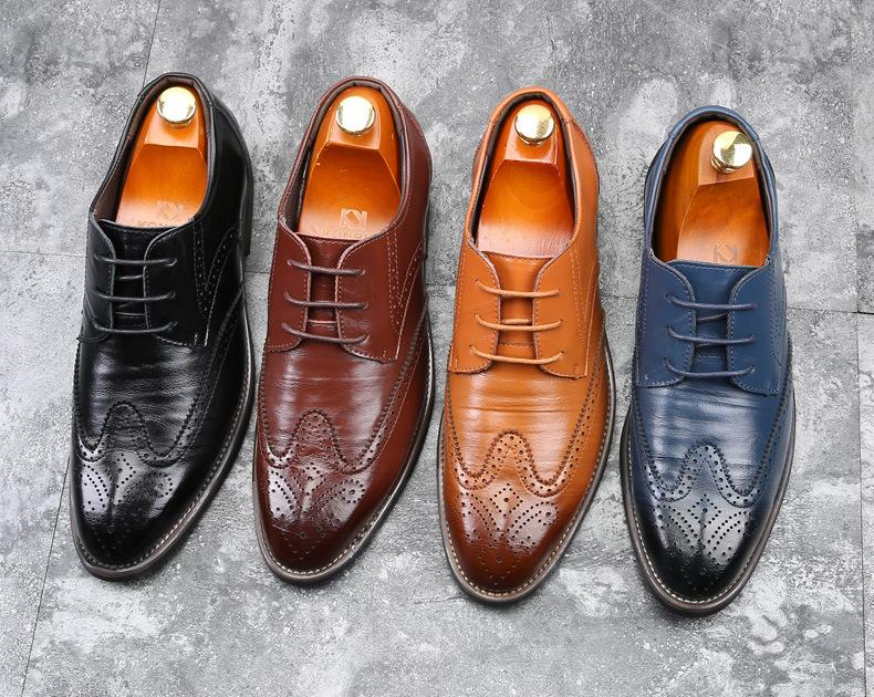 🐂Doble cuero🐂Zapatos casuales de cuero estilo brogue tallado para hombre