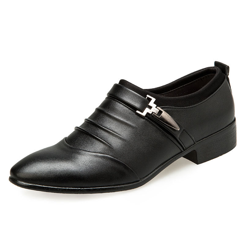 🐂Cuero🐂Zapatos de cuero puntiagudos con hebilla metálica para negocios