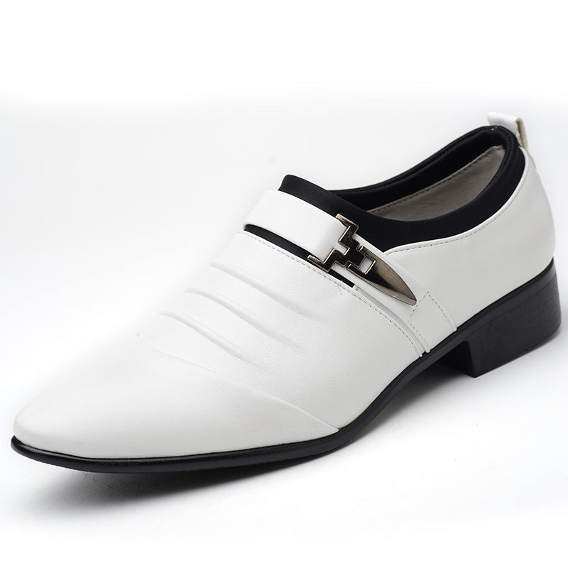 🐂Cuero🐂Zapatos de cuero puntiagudos con hebilla metálica para negocios