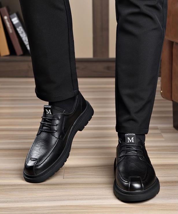 🐂Cuero🐂Zapatos casuales de cuero de caña baja para hombre