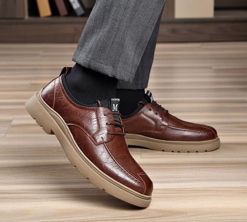 🐂Cuero🐂Zapatos casuales de cuero de caña baja para hombre