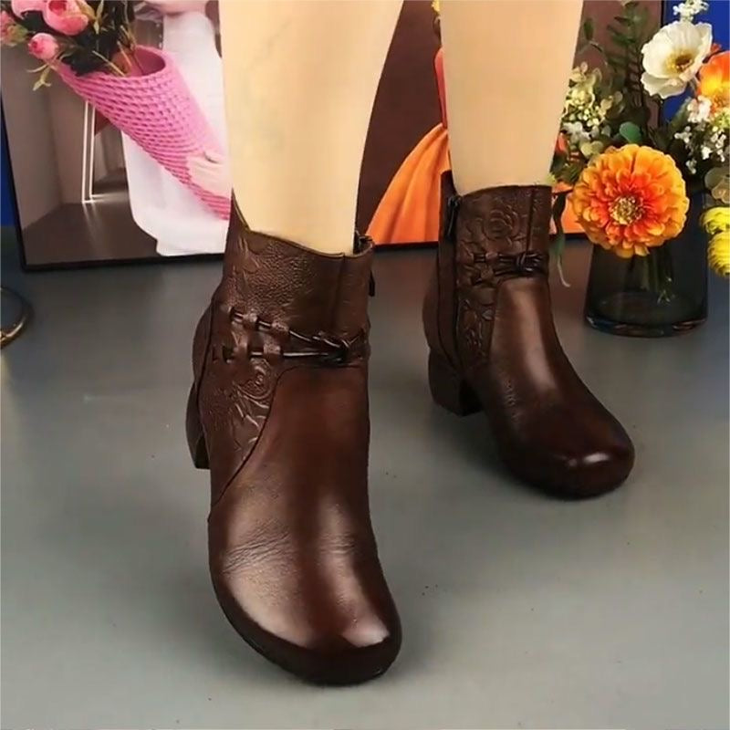 Botines retro de tacón grueso