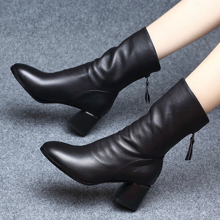 Botas media caña mujer de piel suave