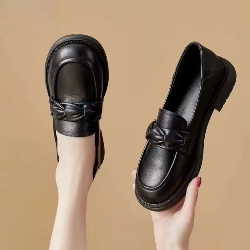【zapatos ortopédicos】Zapatos de cuero de mujer estilo británico