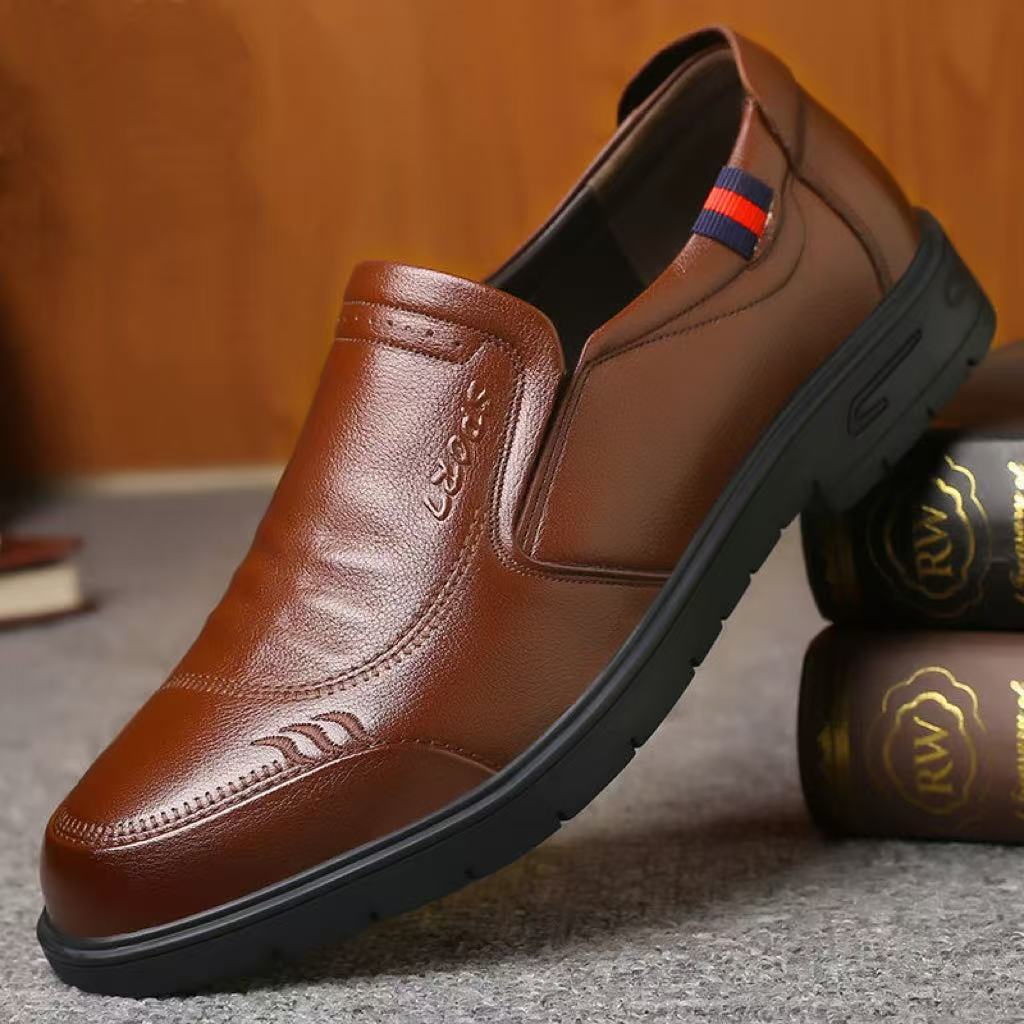 Zapatos casuales de cuero para hombre con suela blanda