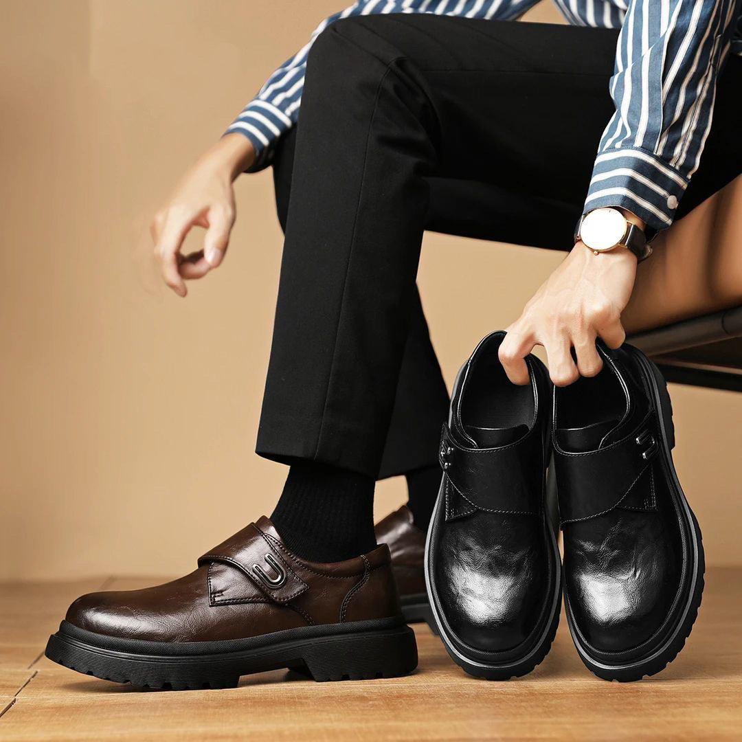 🐂Cuero🐂Zapatos Derby transpirables de suela gruesa