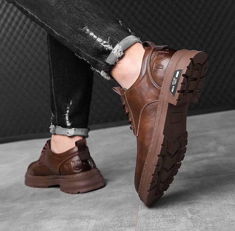 🐂Cuero🐂Round toe retro casual leather shoes