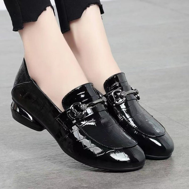 🐂Cuero🐂Zapatos de mujer de piel auténtica con efecto espejo a cuadros