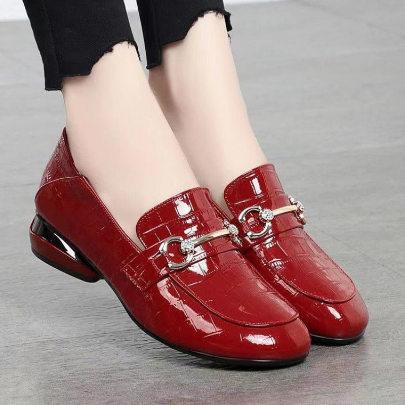 🐂Cuero🐂Zapatos de mujer de piel auténtica con efecto espejo a cuadros