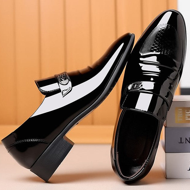 🐂Cuero🐂Zapatos casuales de cuero con efecto espejo para negocios
