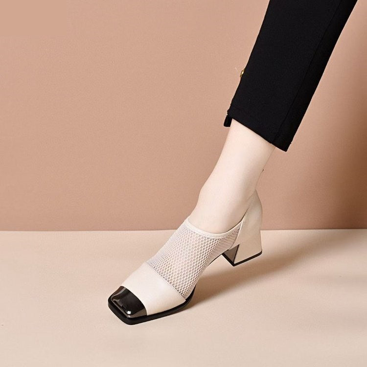 Zapatos de cuero transpirables con puntera cuadrada