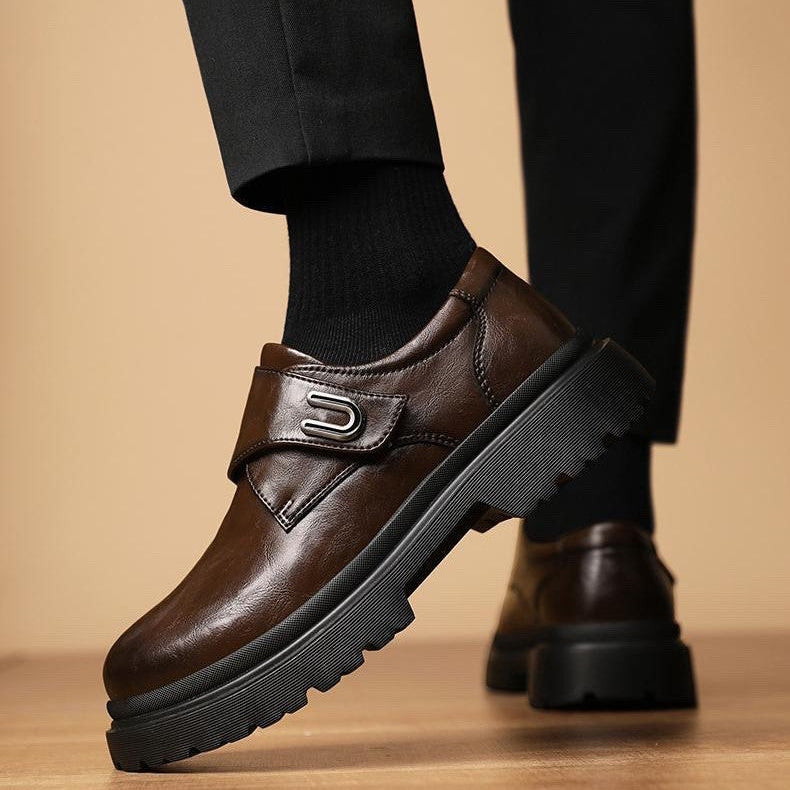 🐂Cuero🐂Zapatos Derby transpirables de suela gruesa