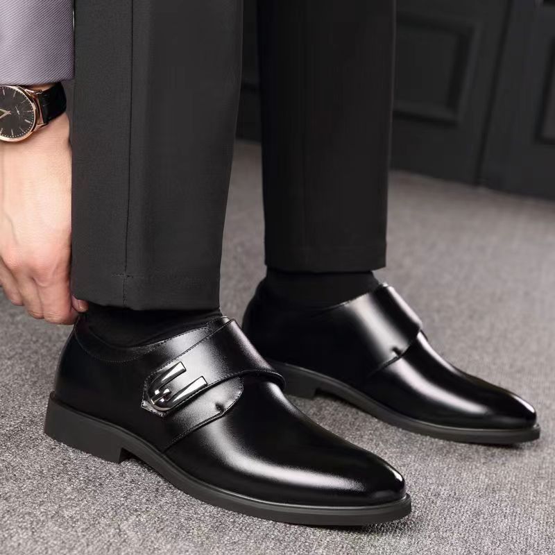 🐂Cuero🐂Zapatos casuales de negocios con hebilla de cuero para hombre