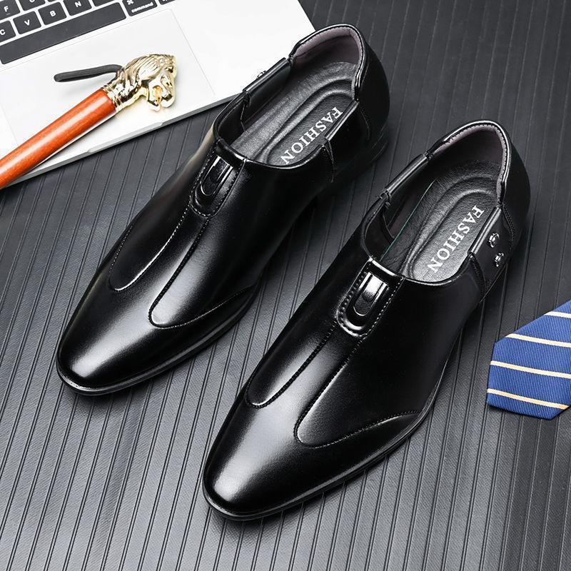 🐂Cuero🐂Zapatos Oxford sin cordones para hombre