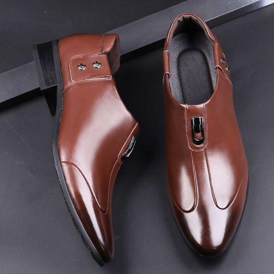 🐂Cuero🐂Zapatos Oxford sin cordones para hombre