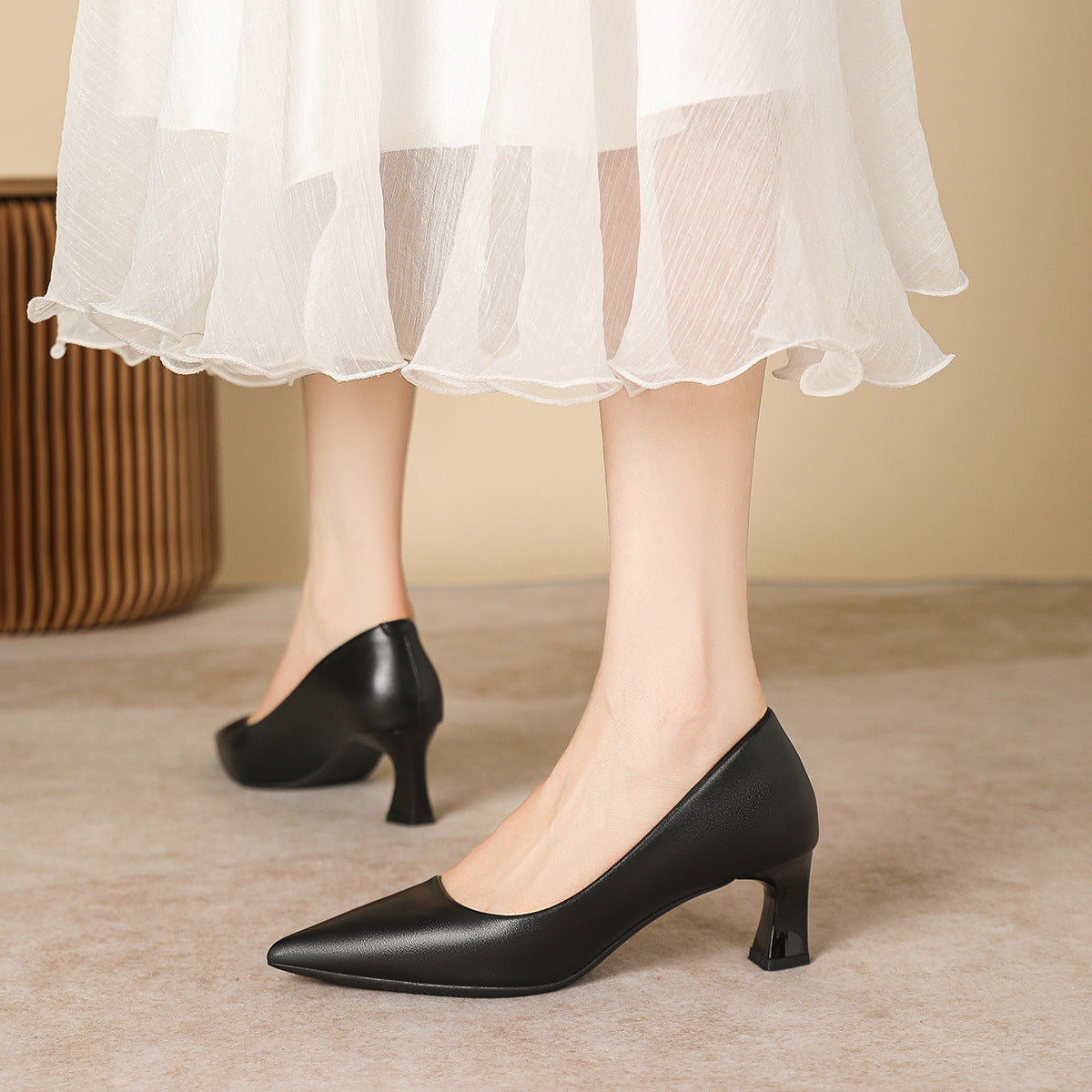 Zapatos de mujer de estilo francés con tacón de bloque