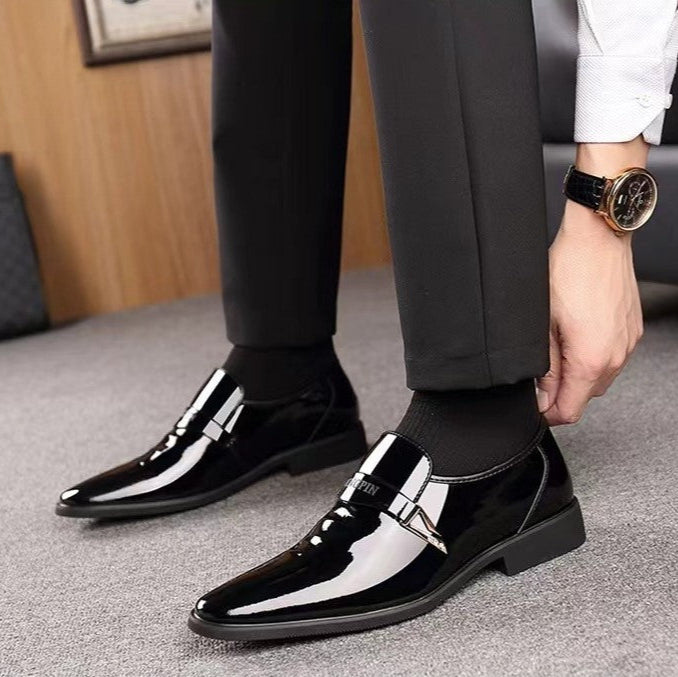 🐂Cuero🐂Zapatos de negocios para hombre de charol de alta gama